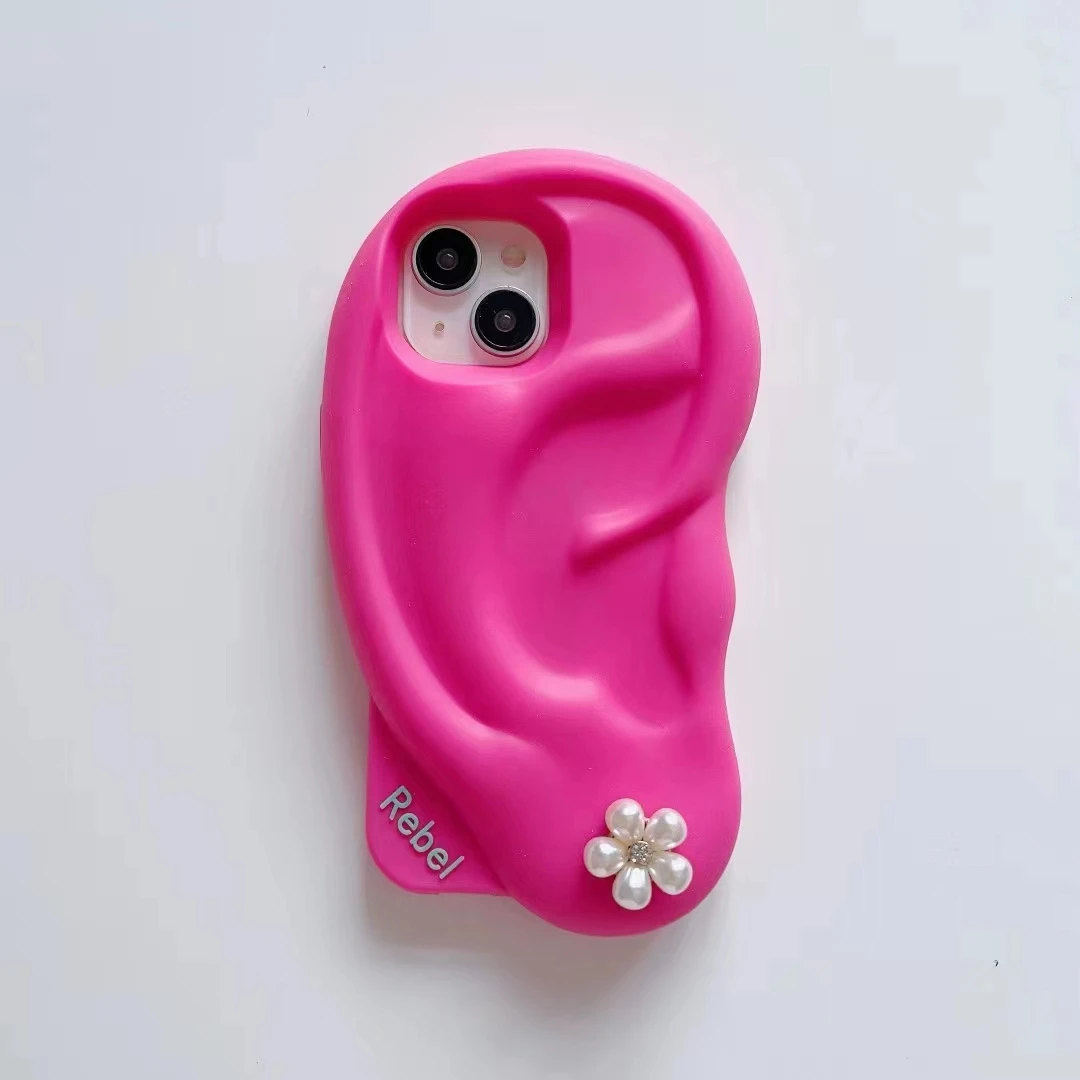 3D creative human sensory tentacle earrings and ear cases suitable for iPhone 15 14 13 12 Pro Max 11 shock-absorbing soft case