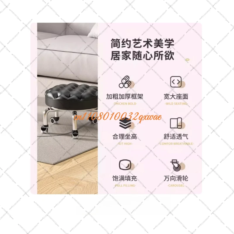 Swivel Stool Small Nail Art  Small Bench Stool Home Use Rolling Low Stool Chair Learning Low view 3