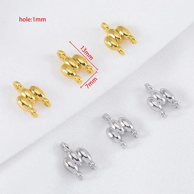Lightweight 2-Row Copper Connectors 5 Pcs 11*7mm Sturdy Findings for Bracelet Jewelry DIY Making