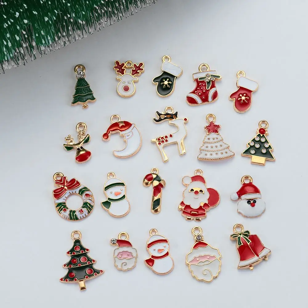 Home Decor 20Pcs Mixed Enamel Alloy Bracelet Pendant DIY Craft Christmas Charms Set Xmas Tree Hanging