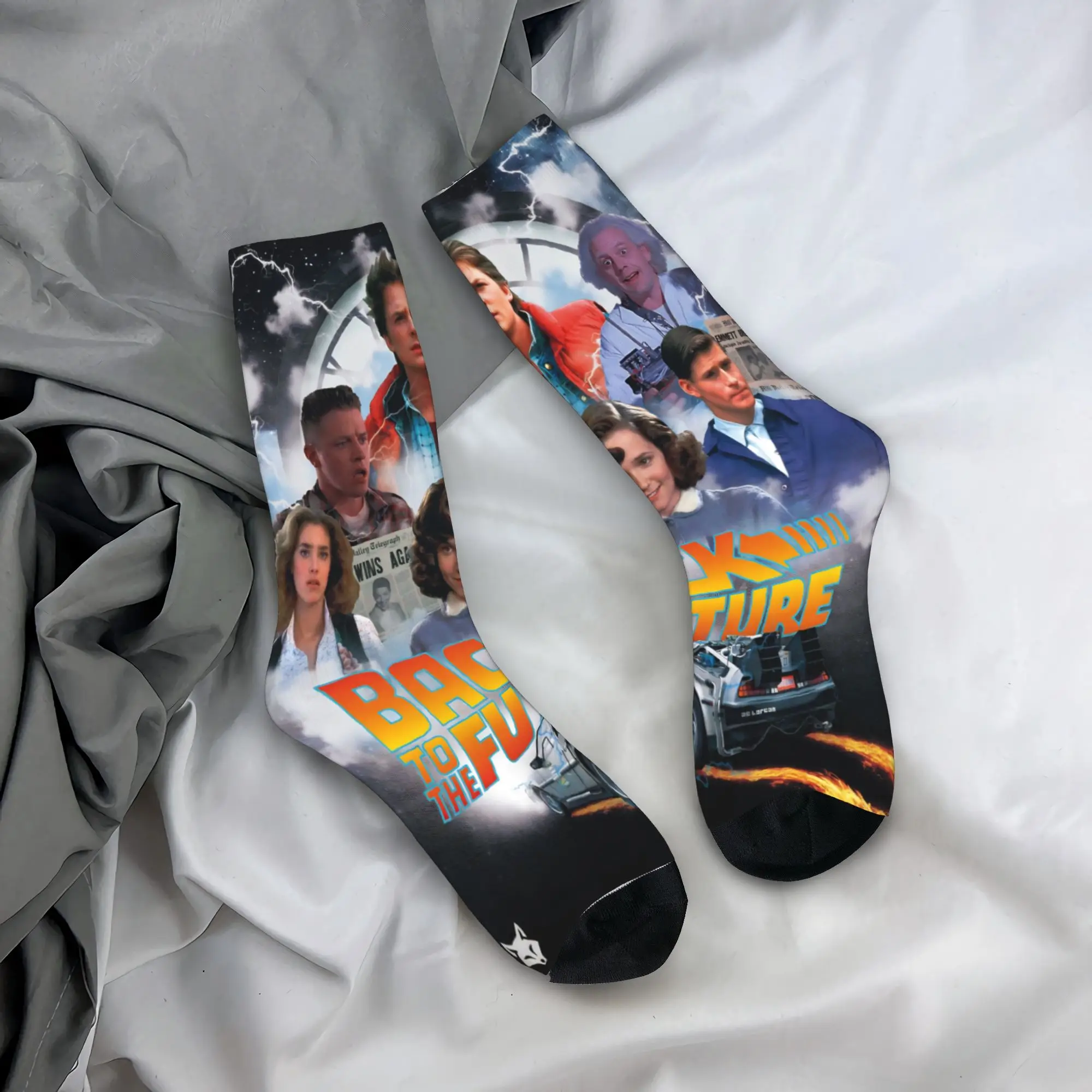 جوارب رجالية عودة إلى المستقبل جوارب مضادة للانزلاق جوارب ناعمة دافئة للخريف جوارب جري مطبوعة على الموضة #1