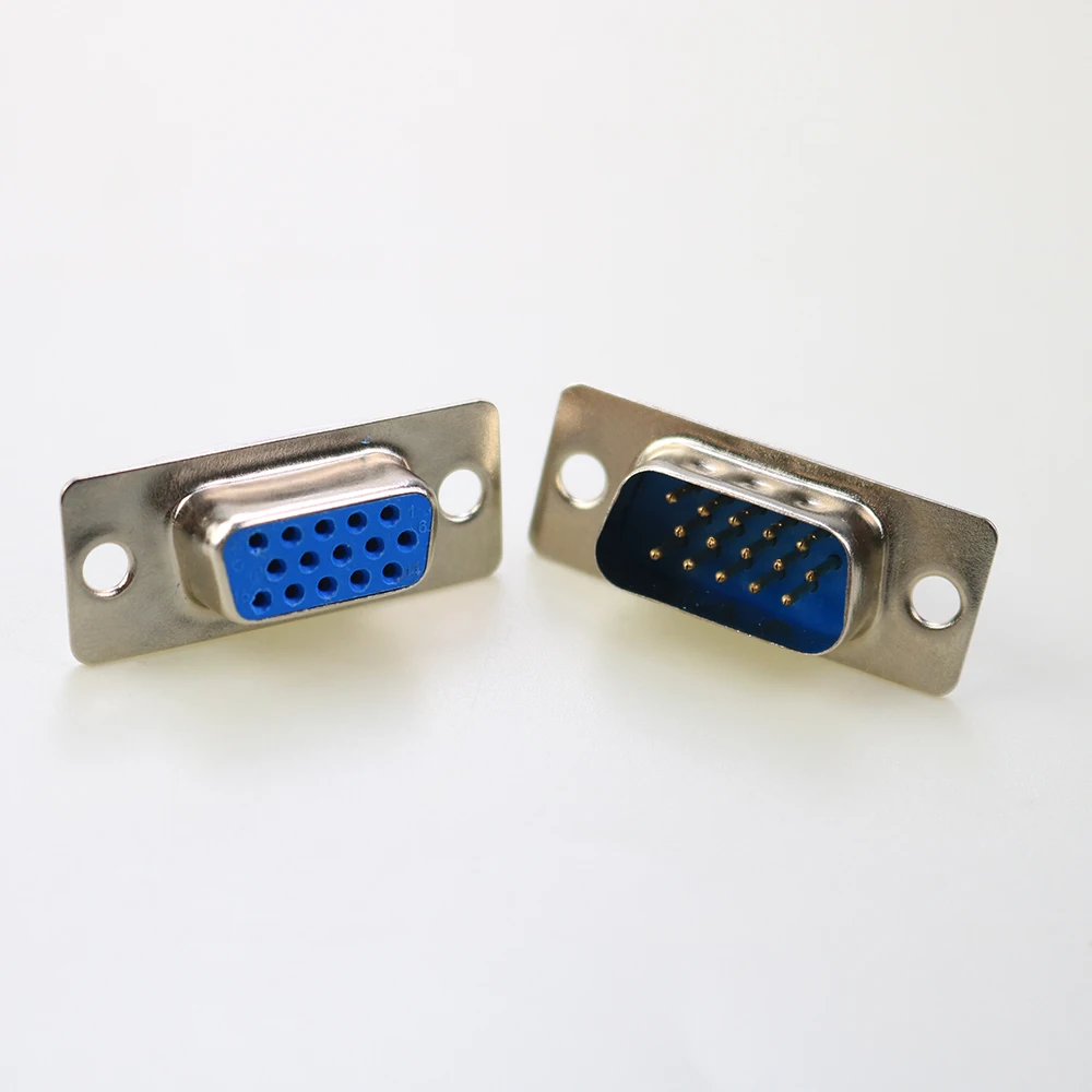 1Pcs Db15 Dr15 3Rows Blue Parallel Port 15 Pin D Sub Female/Male 15 Way Pcb 90 Degree Connector Db15 Socket Plug Vga Adapter