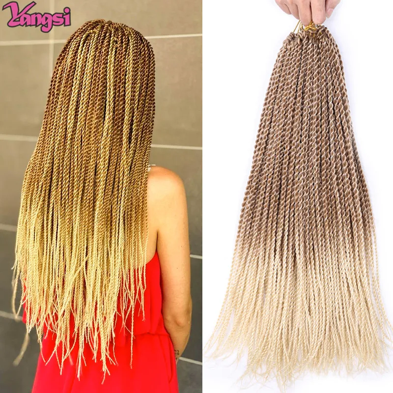 Full Star Senegalese Twist Braiding 30 strand Pre Twist Crochet Braids Synthetic Hair Black Ombre Brown Blonde for Women Cosplay