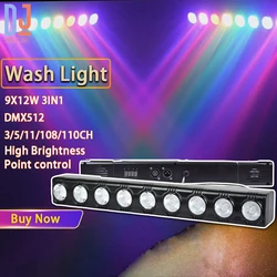 LED 9X12W RGB 3IN1 Wash Light High Brightness Bar Lights Horse Racing Dyeing Beam Effect With Remote Control DMX DJ Disco Party