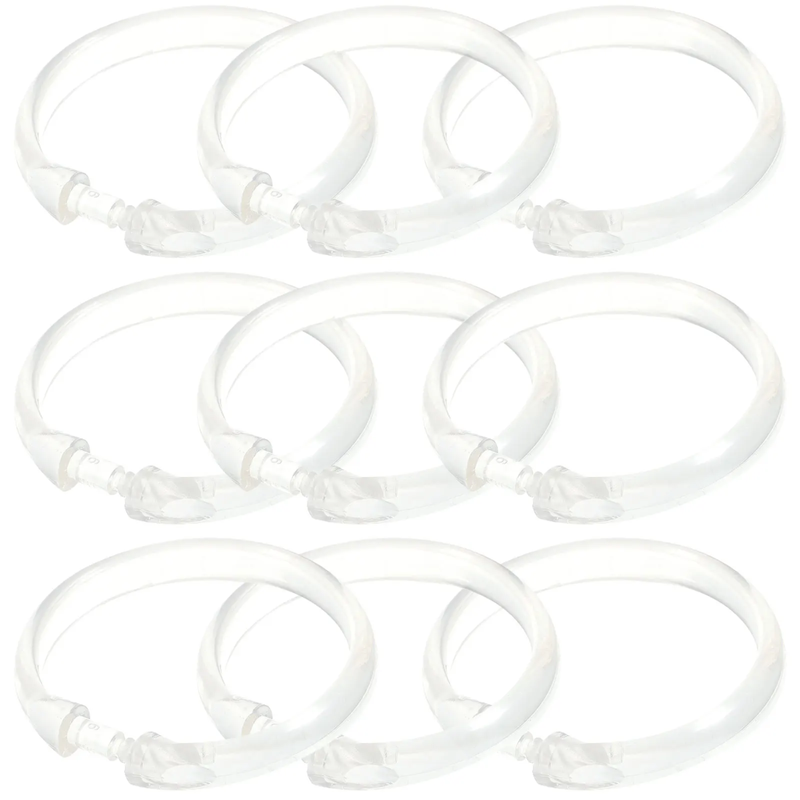 

Plastic Hooks Shower Curtain Rings Clear Transparent Bathroom Accessories Compatible All Sizes Shower Rods Pull Snap