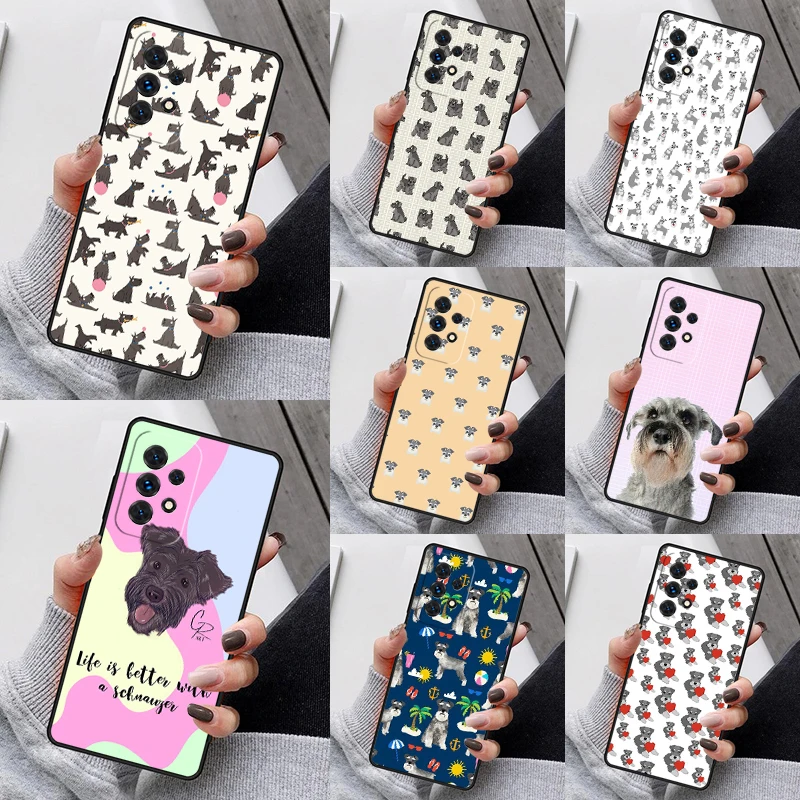 Cartoon schnauzer dog Phone Case For Samsung Galaxy S23 S21 S20 FE S24 S22 Ultra Note20 S10 S9 S8 Plus A40 A52 A12 A13 A53