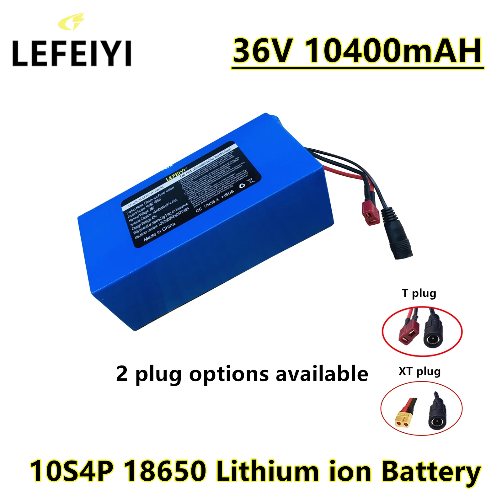 

36V 10.4Ah 10S4P Lithium Battery Pack 18650 10400mAh 600W 500W 450W 350W 250W For E-bike Electric Car Motor Scooter