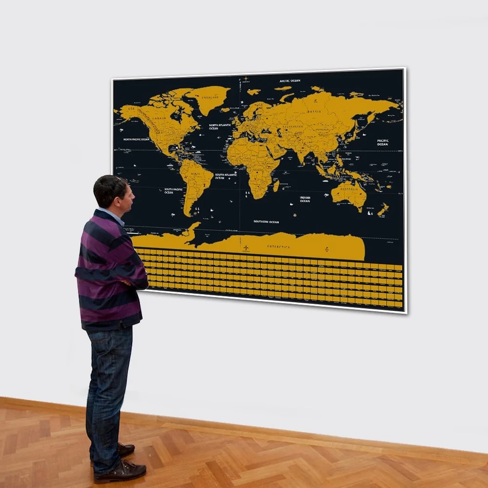 Stunning International Scratch Maps Wall Art Posters and Prints, Top quality Gold Scratch Off Layer Visual Travel Maps As Gifts