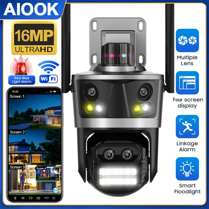 

AIOOK HD 16MP 4K WIFI Camera 8X ZOOM IP CCTV Outdoor Waterproof Two-Way Intercom Lighting Alarm AI Motion Tracking ICSEE Camera