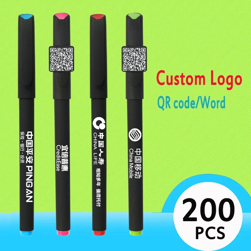 200Pcs /lot Signature Pen Orb Pen Advertising Pen Number Phone QR Code Printing LOGO Stationery Wholesale