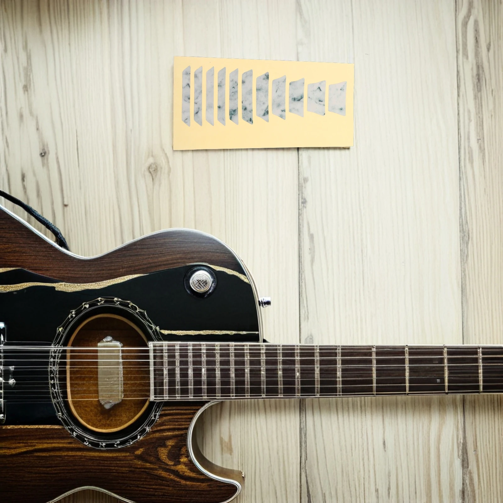 

2pcs Guitar Fretboard Stickers Trapezoidal Inlay Markers Electric Acoustic Bass Fingerboard Decoration Beginner Practice Tool
