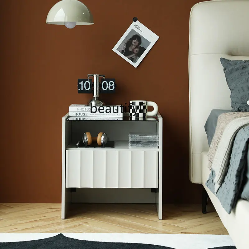 yj Simple Modern Bedside Table High-Grade Light Luxury New Small Bedside Cabinet Storage Cabinet