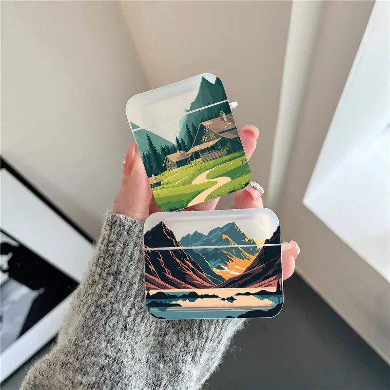 

Artistic Aesthetics Landscape Earphone Case for Airpods 4th 3rd 2 Pro Hard Cover for Airpod 2 3 1 Protective Accessorie Shell