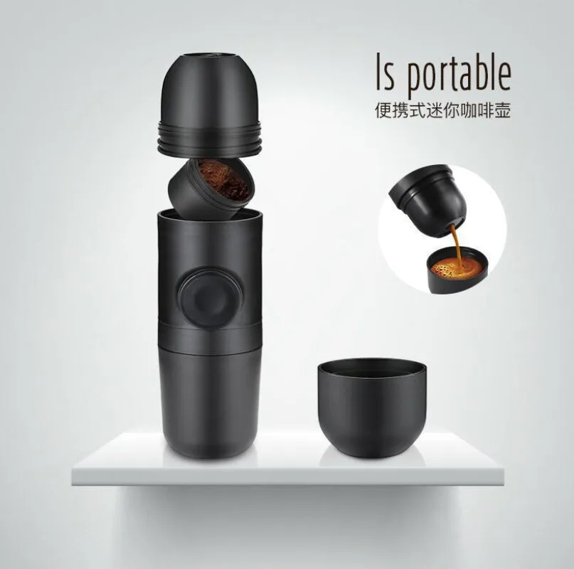 Portable Hand Press Coffee Maker Outdoor Use Compatible With Coffee Powder & Capsule Mini Italian Espresso Machine