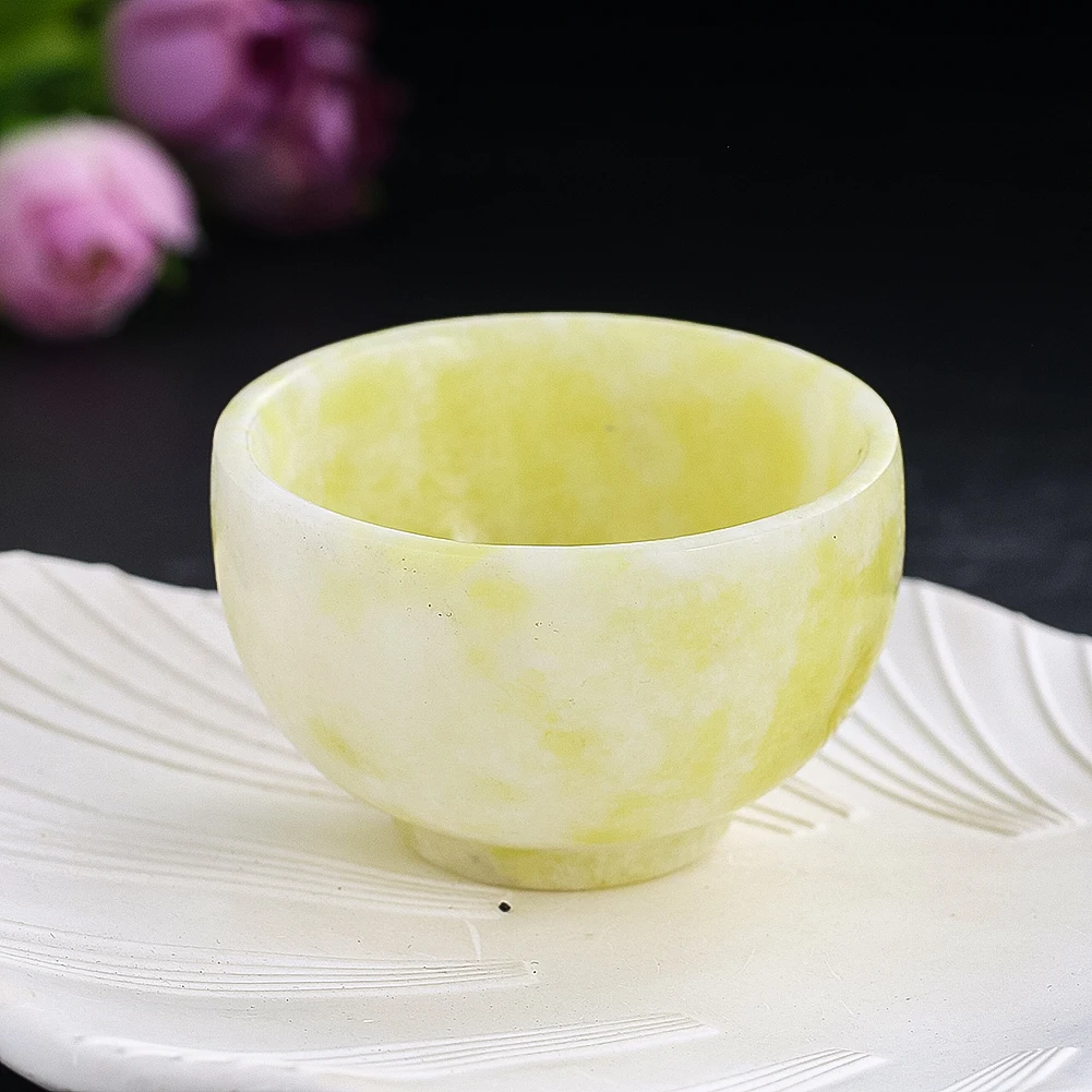 Mini Marble Bowl Ornament Hand-polished Teacup Tea House Supplies Home Desktop Decorations Elderly Health Gifts