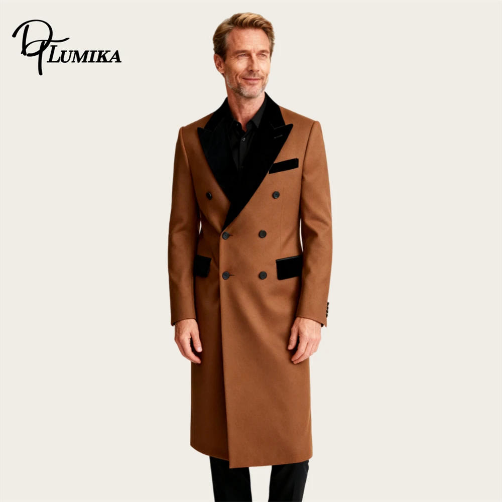 

DTLumika - Men Long Suit Coat Double Breasted XS-7XL Plus Big Man Suit Jacket Business Suit for Men Made-to-Order