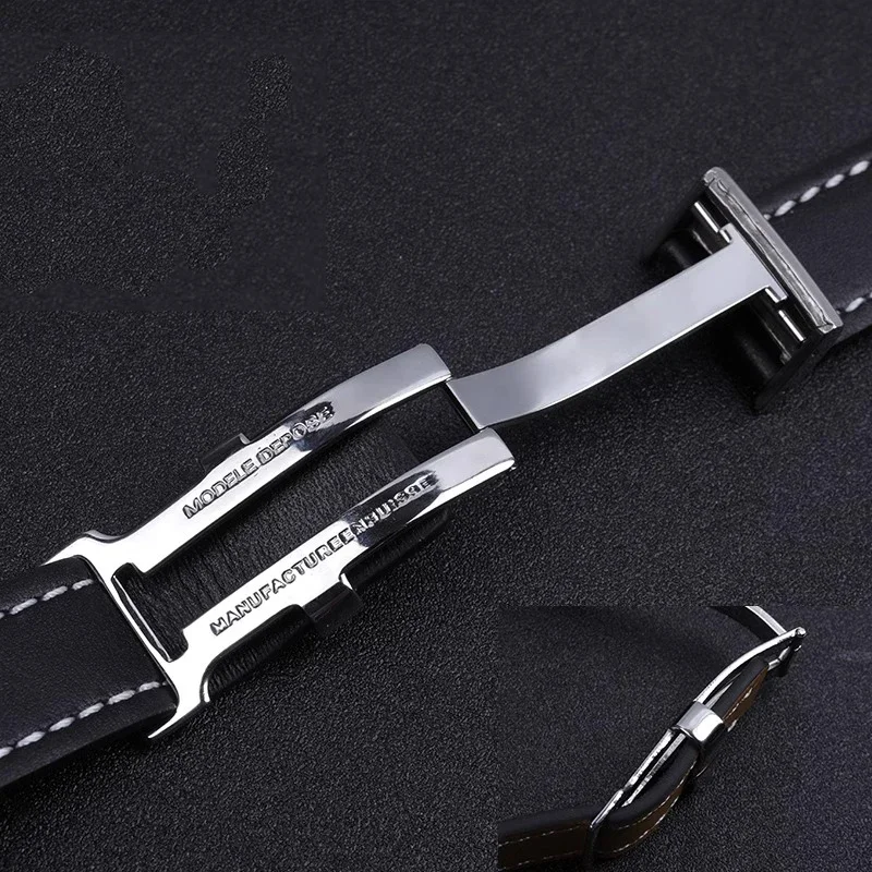 High Quality Genuine Leather Strap Watch Band For Breitling mens watch cow leather bracelet with Deployment buckle 22mm 24mm