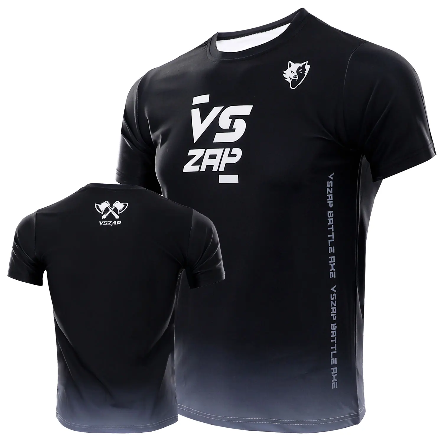 VSZAP Double Axe Boxing MMA Fitness T-shirt Fighting Fitness Training Muay Thai T-shirt Men's Quick Drying Clothes