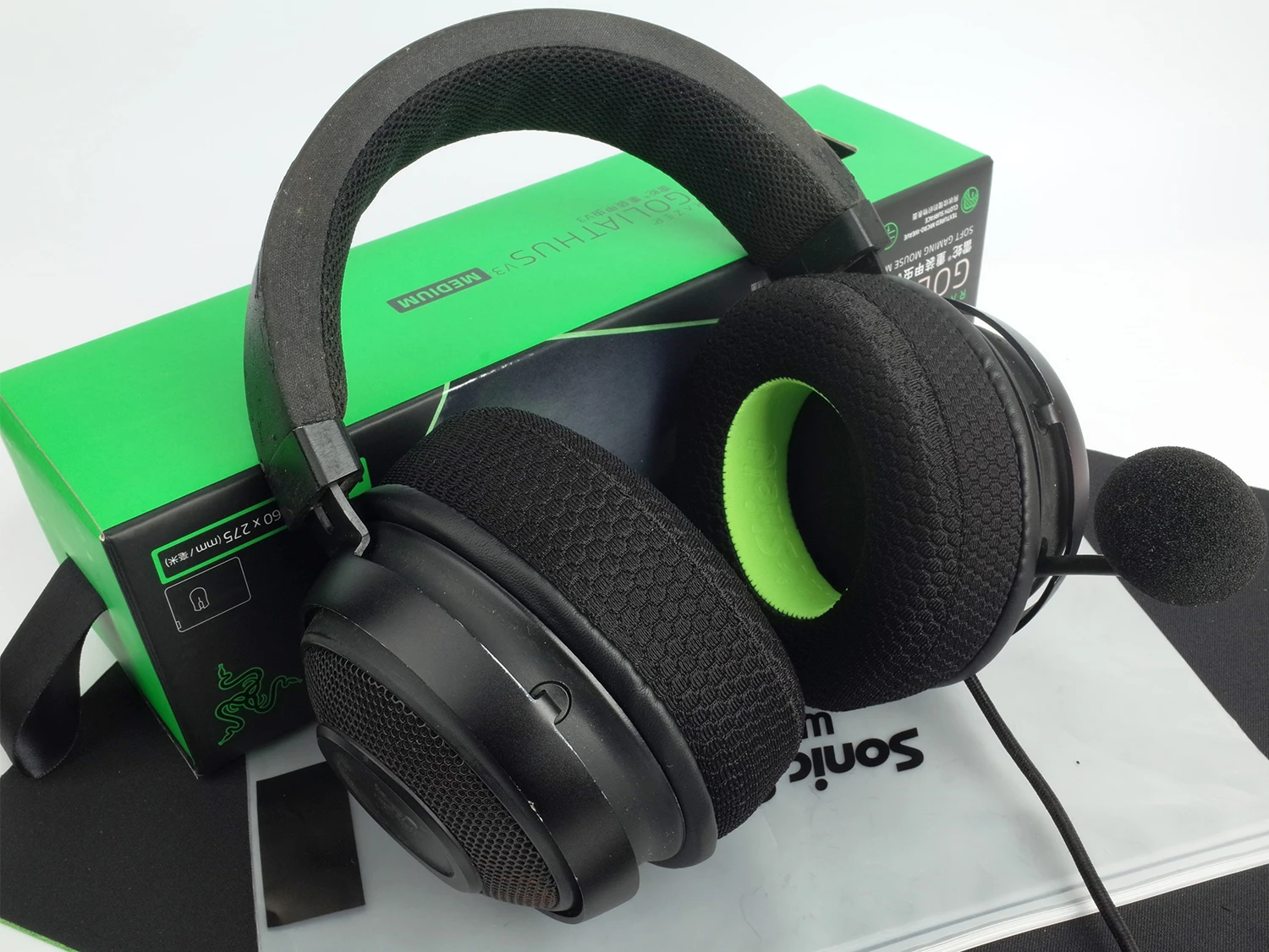 Earphone Pads for Razer Kraken 2019/Tournament Edition/Ultimate Kitty/Nari/Essential/Kraken X/V3 Replacement Mesh Cloth Memory