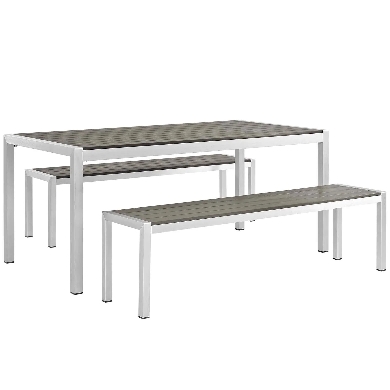 #Modern Durable Outdoor Furniture Set With Aluminum Teak 6-Person Dining & Hotel Use Waterproof Bench Picnic Table & Chair