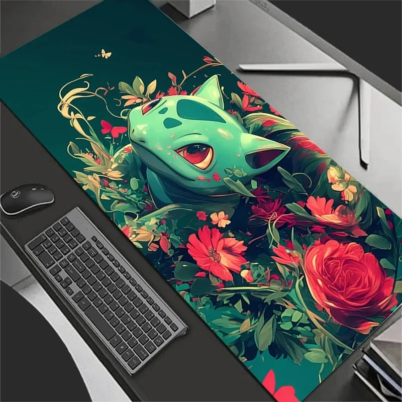 Anime-Computer-Mauspad, Gamer-Mauspads, großes Gaming-Mauspad, XXL-Schreibtisch-Mauspad, P-Pokemons Bulbasaur, Tastatur-Maus-Teppich
