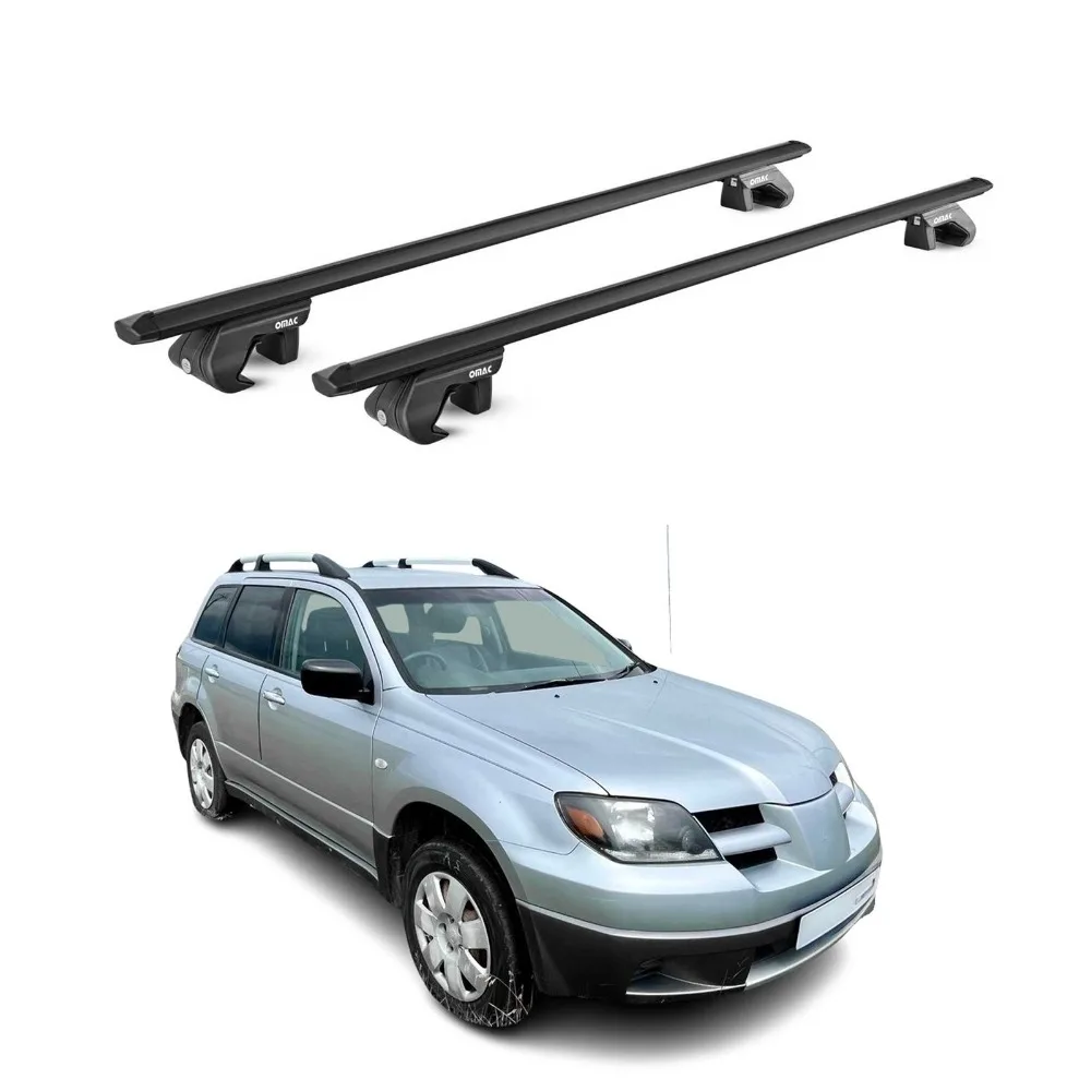 Enhance the car's luggage carrying capacity,Fits Mitsubishi Outlander 2003-2006 Roof Rack Cross Bars Black Carrier 2 Pcs