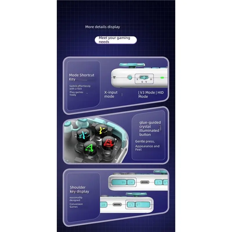ABSY Y05 BT5.4 Game Controller Dual Motor Multiple Modes TURBO Burst Fights Photos/Listening For Switch Compatible