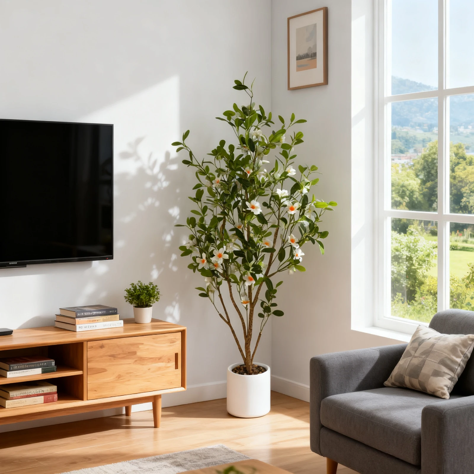 

2Pack 4ft Artificial Minimalist Tree with Lifelike Leaves 120cm Faux Tree with Realistic Trunks Indoor Outdoor for Home Decor