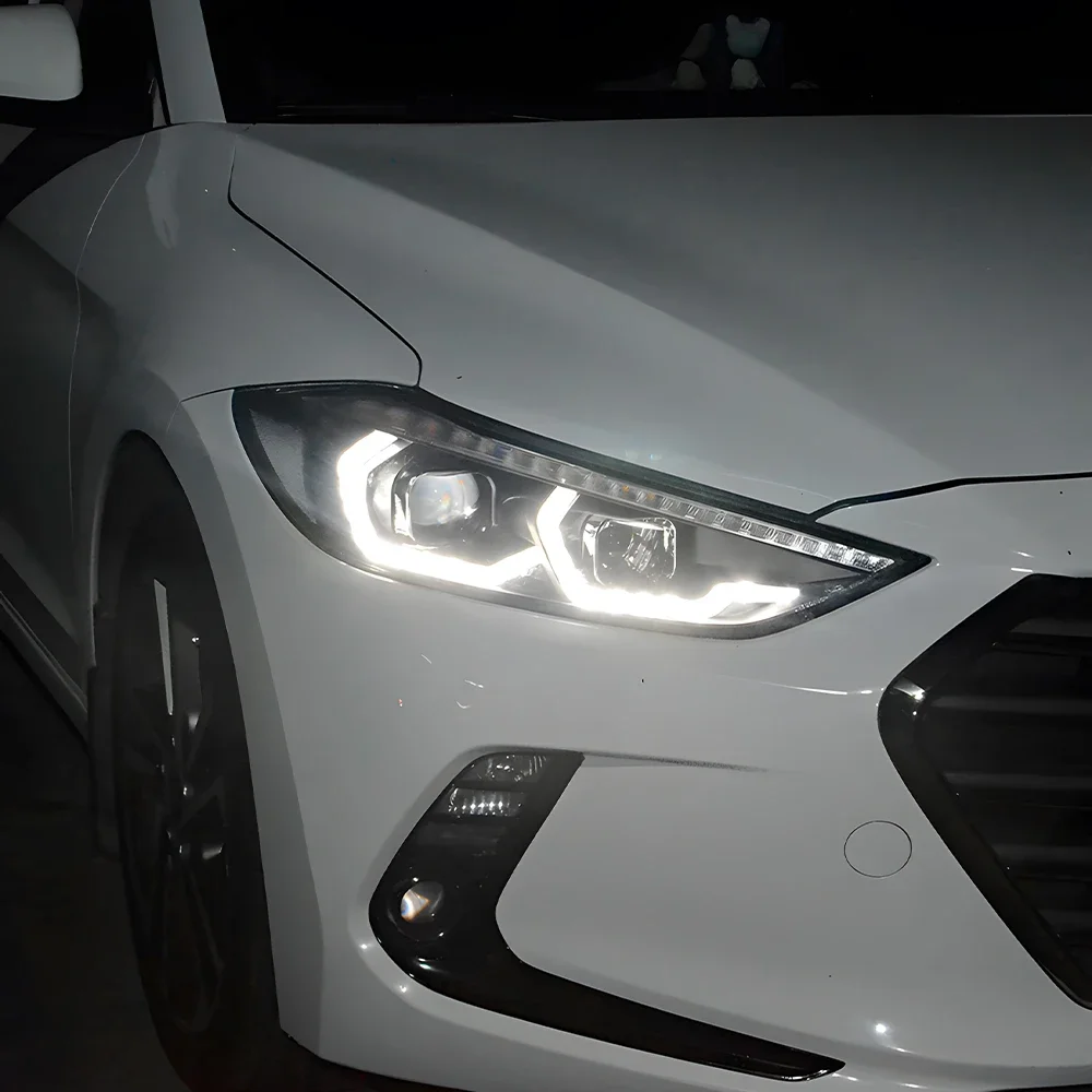 

Автомобильные передние фонари для Hyundai Elantra 2016-2020, светодиодные автомобильные фары в сборе, обновление BMW Style 2, инструмент для линз проектора, аксессуары