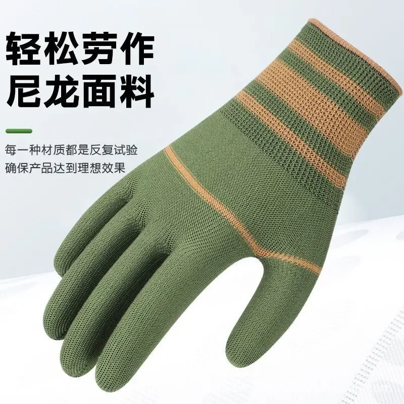 12–48 Paar atmungsaktive, abriebfeste Arbeitshandschuhe, weich, flexibel, langlebig, gestrickt, für Männer und Frauen, für den Einsatz im Haus und im Garten – Detail 3
