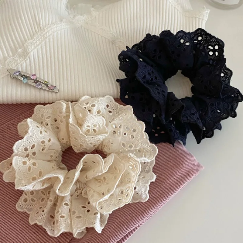 Hollow Lace Large Intestine Hair Ties for Women Korean Sweet Simple Versatile Ins Ponytail Spring Ropes Fine Fashion Accessories