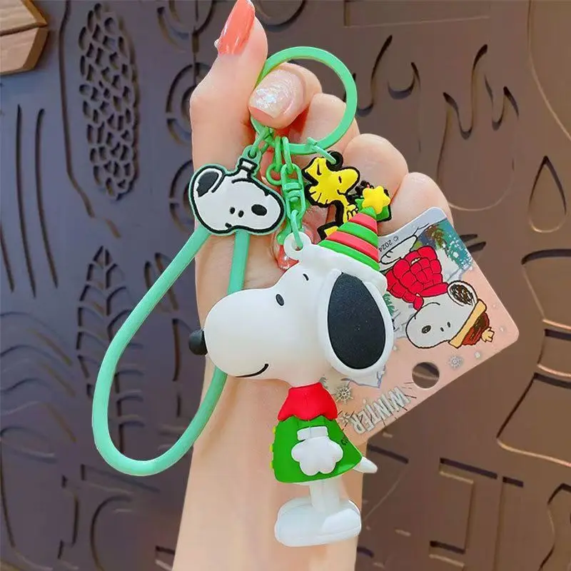 Snoopy การ์ตูนน่ารักสร้างสรรค์รองหยวนคู่พวงกุญแจส่วนบุคคลอะนิเมะตัวละครตุ๊กตากระเป๋าเป้สะพายหลังจี้ของขวัญ