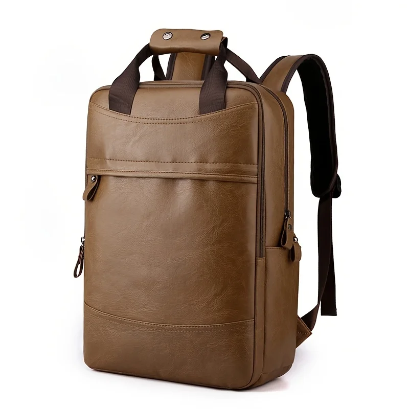 Mochila masculina de grande capacidade, mochila de couro para computador, tendência da moda masculina, bolsa pu