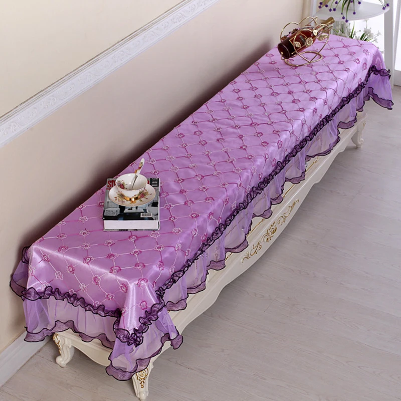 European Style Lace TV Cabinet Cover Rectangular LCD TV Cabinet Dust Cover Coffee Table Shoe Cabinet Protector  Tablecloth