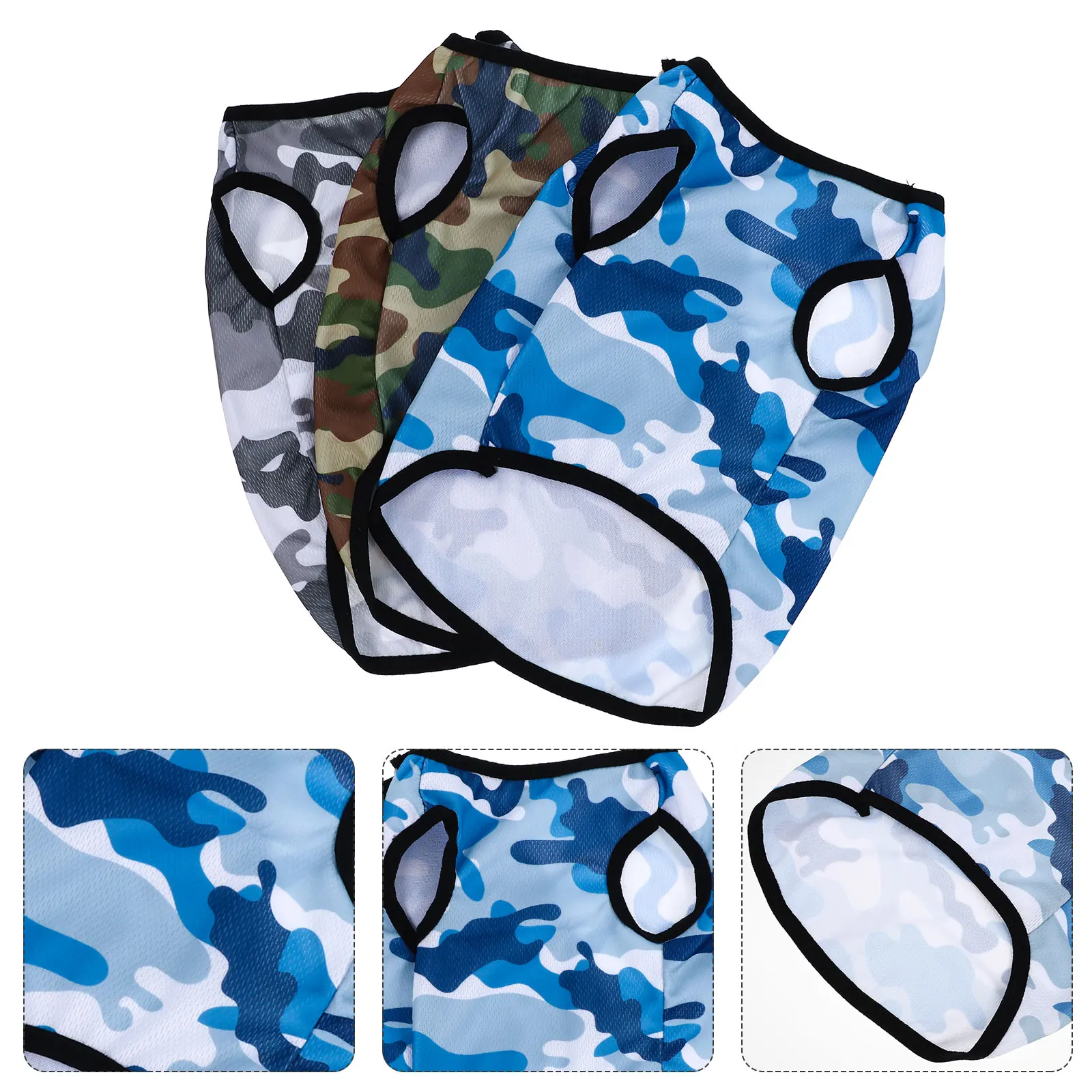 

3Pcs Puppy Camouflage Vest Pet Apparel Stylish Dirt-Resistant Dog Clothes Easy Wear Pullover Design for Summer Walking Party Use