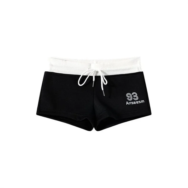 

American hot girl embroidered color-blocking low-waist sport shorts new summer style drawstring elastic waist-hugging hot pants