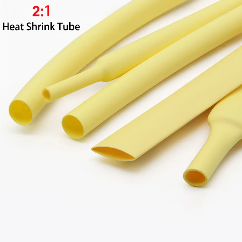 

1/5/10M Yellow 2:1 Heat Shrink Tubes For Cables Dia. 0.6mm~80mm Wire Repair DIY Thermoresistant Cable Protector Shrinkable Wrap