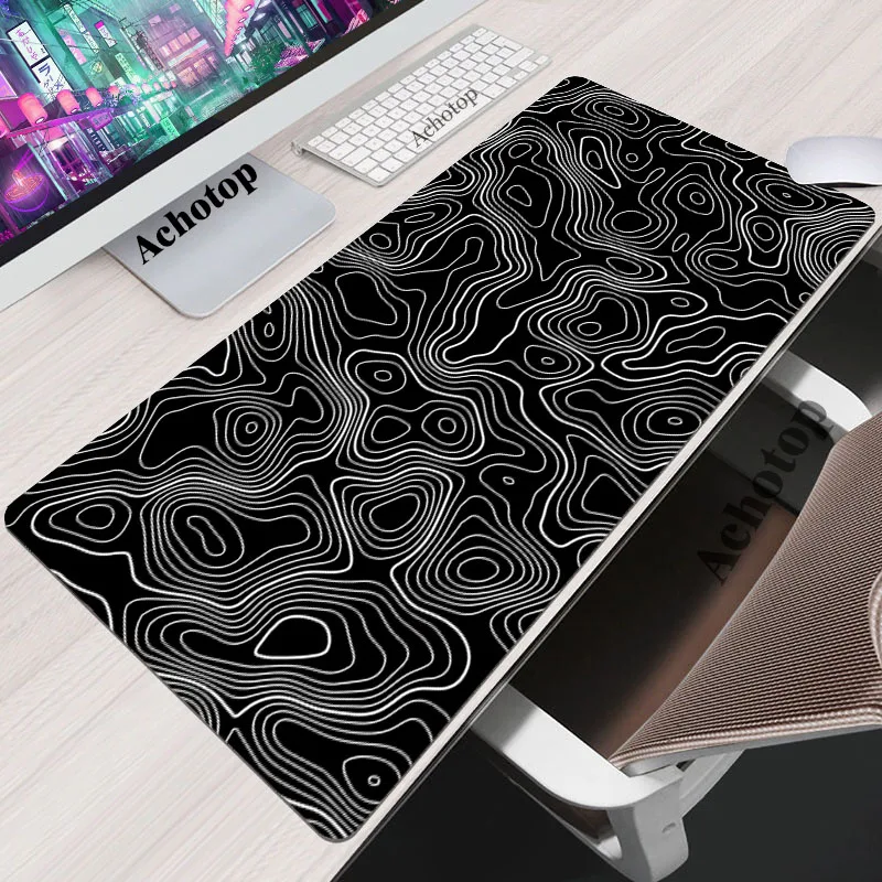 Large Black And White Gaming Mouse Pad Gamer Big Mouse Mat Computer Gaming MousePad Great Wave Keyboard Desk Mice Pad Deskpad