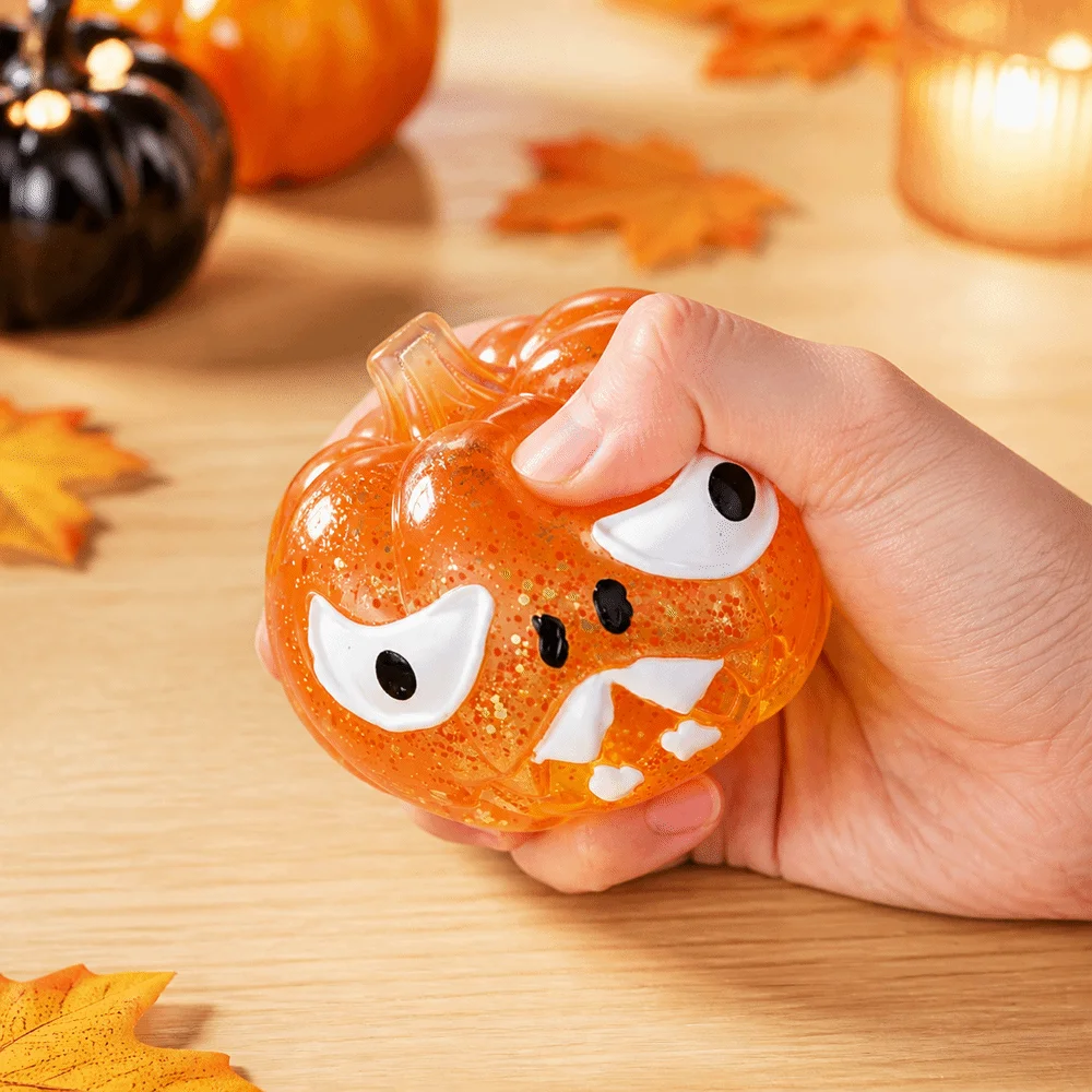 Devil Pumpkin Halloween Dumplings Squeeze Toy Transparent Glitter Slow Rebound Steamed Stuffed Bun Squeeze Pinch Le TPR