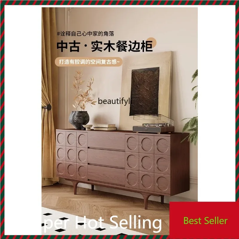 

M71 Solid wood antique dining side cabinet against the wall, bucket cabinet for storage, retro entrance cabinet