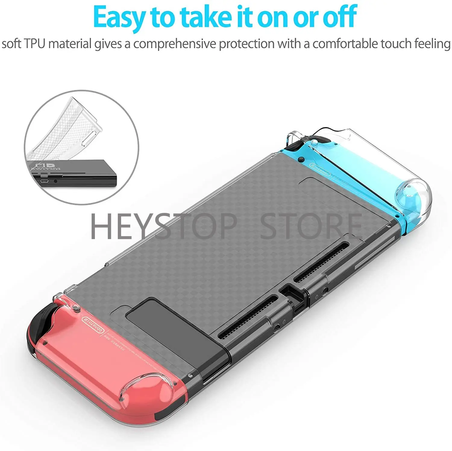Caso heystop compatível com nintendo switch capa protetora clara dockable para nintendo switch e controlador joy-con