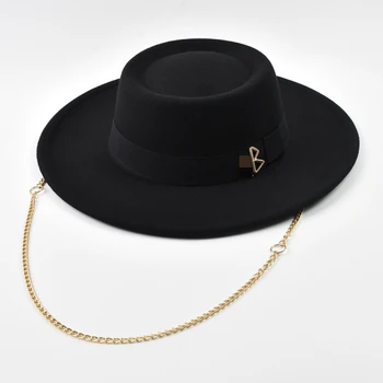 Women's Fedora Hat Fashionable Metal RB Letter Felt Hat Autumen Winter Derby Wedding Jazz…