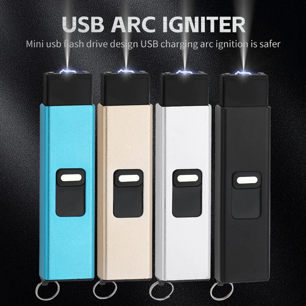 

Outdoor Portable Metal Single Arc Windproof Lighter Plasma USB LED Lighting Camping Men's Creative Selection Small EDC Tool