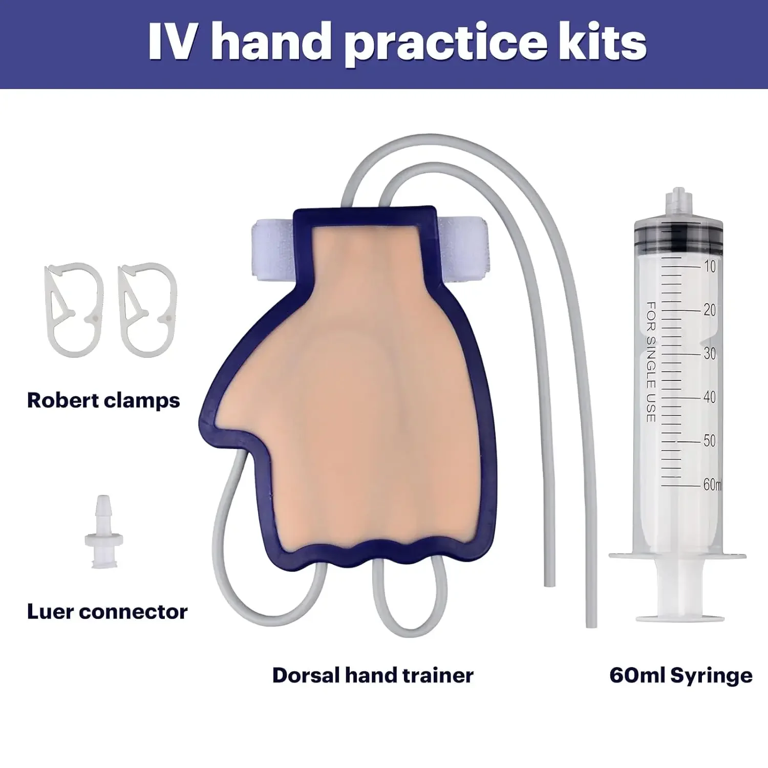 Wearable Hand Back IV Injection Training Model Venipuncture Blood Collection Practice Kit