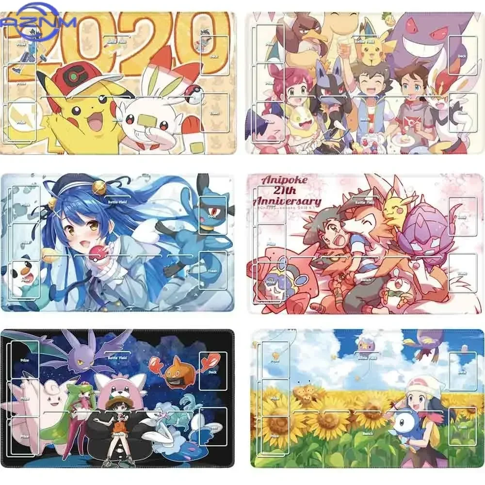 Pokemon Multi Character Trainers & Pikachu Playmat, PTCG Trading Card Game Battle Mat