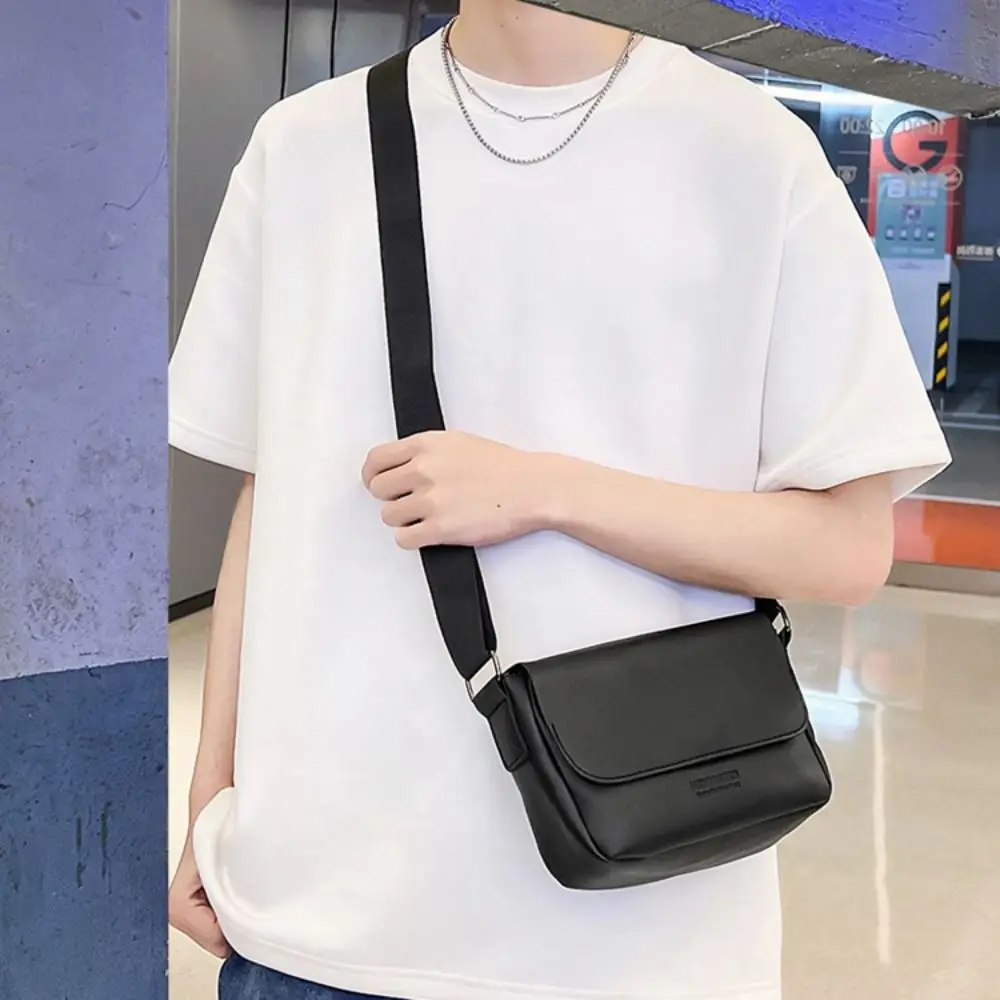 

Simple Square Men Crossbody Bag PU Leather Rectangular Shoulder Bag Couple Style Multifunctional Women Messenger Bag Camping