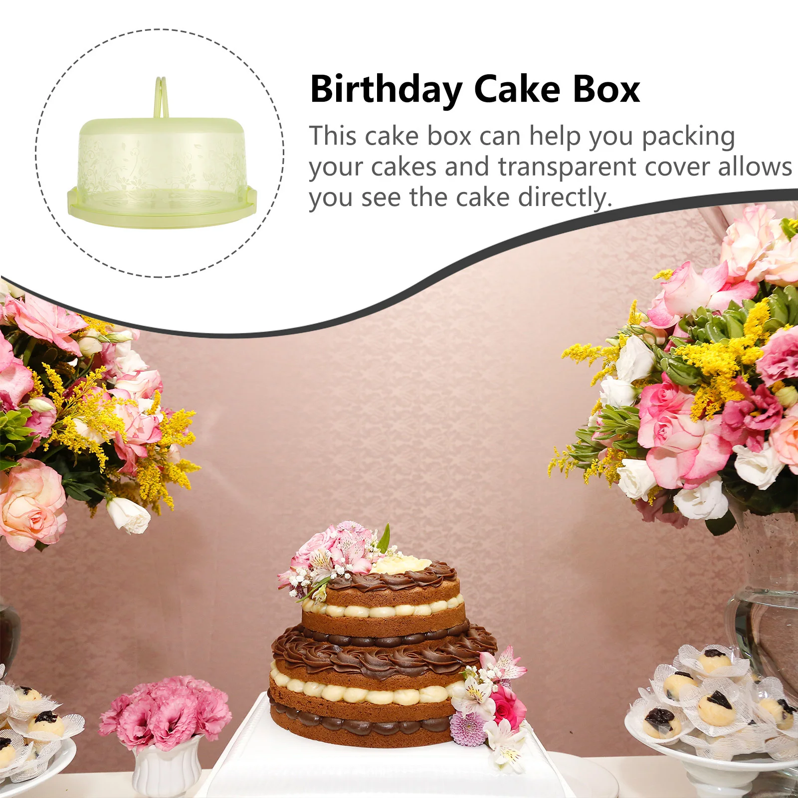 

1 pc Portable 10 Inch Box Environmentally Friendly Reusable Leakproof Cake Carrier Food Container Fruit Storage Box Cake