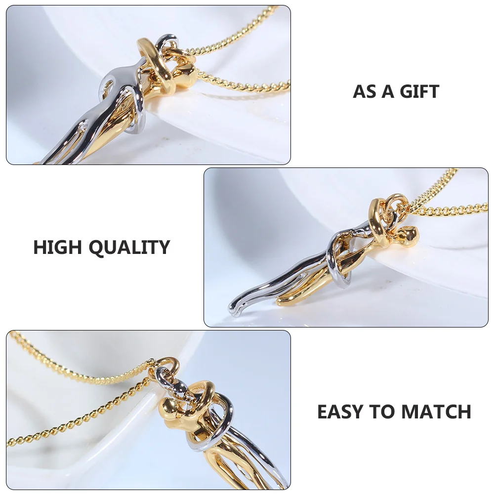 

Affectionate Hug Charms Necklace Stylish Simple Pendant Women Men Couple Jewelry Pearl Rings Romantic Valentine Day Gift