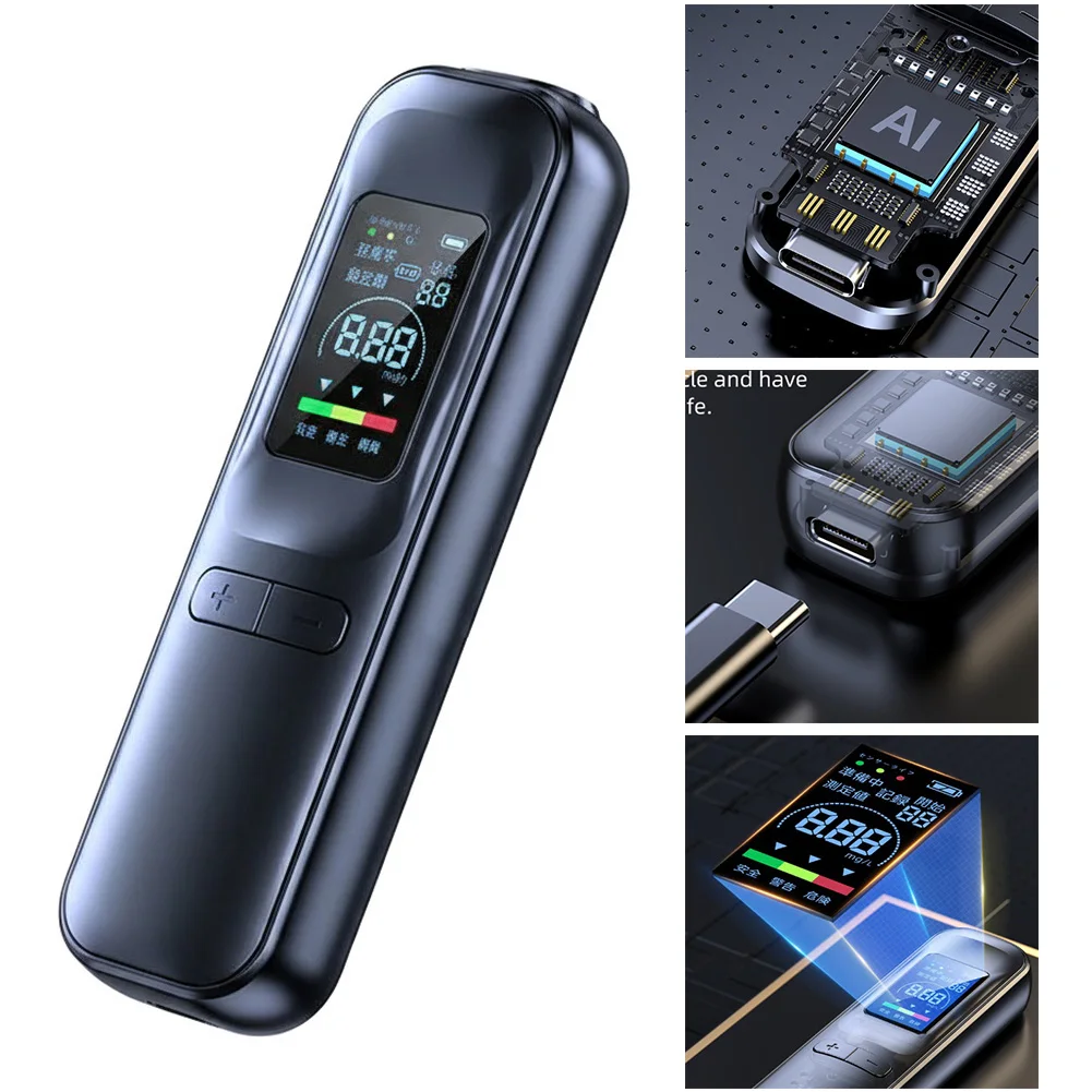 

Для вечеринок, ресторанов, портативный измеритель BAC, цифровой алкотестер, проверка безопасности бара, бесконтактное тестирование, синий светодиодный дисплей