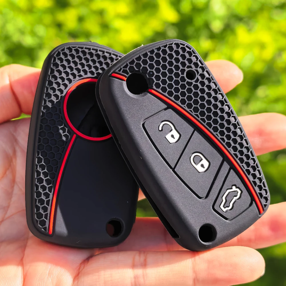 Funda de silicona para llave Fob para Fiat Panda Idea Stilo Ducato Bravo 500 Doblo Grande Punto Bravo Minibus Linea control remoto de 3 botones